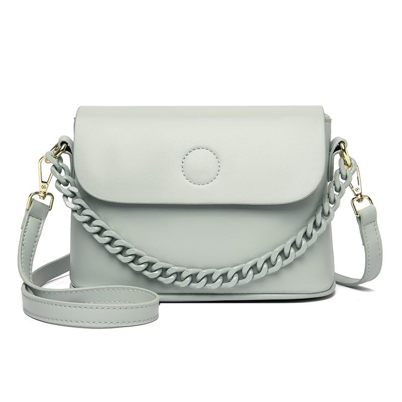 Leather Crossbody Bag With Chain Strap ERIN The Store Bags Green 