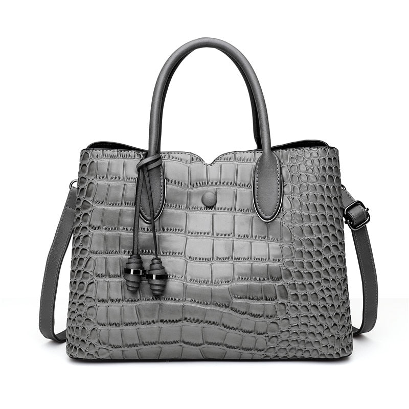 Croc Effect Leather Bucket Bag The Store Bags gray 