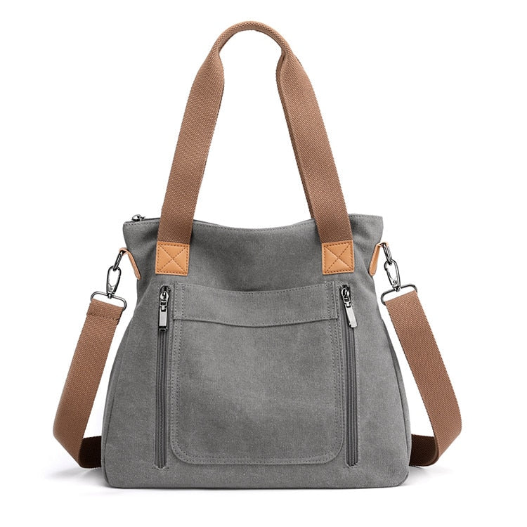 Canvas Tote Bag With Outside Pockets The Store Bags Gray 
