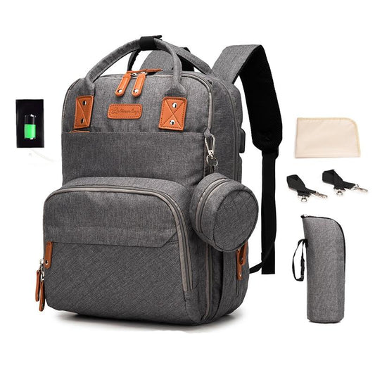 USB diaper backpack with laptop pocket The Store Bags Gray 