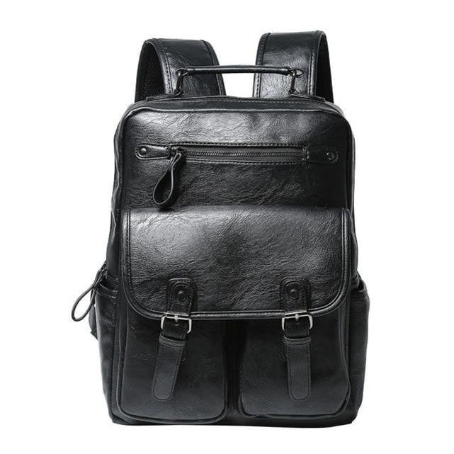Men's Big Black Leather Backpack The Store Bags 