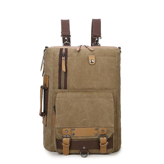 Men's Canvas Leather Convertible Backpack Messenger Bag The Store Bags Khaki 
