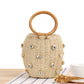 Circle Handle Straw Bucket Bag The Store Bags Beige 