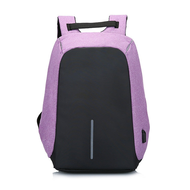Anti Theft Waterproof Backpack With USB Charging Port The Store Bags Purple 