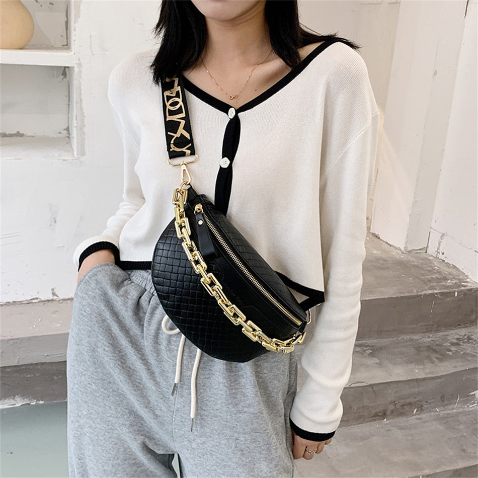 Black Fanny Pack With Gold Chain The Store Bags 