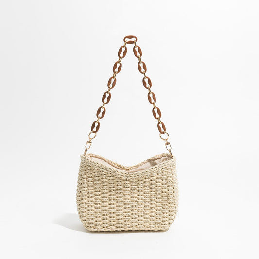 Straw Bag With Chain Strap The Store Bags Beige 