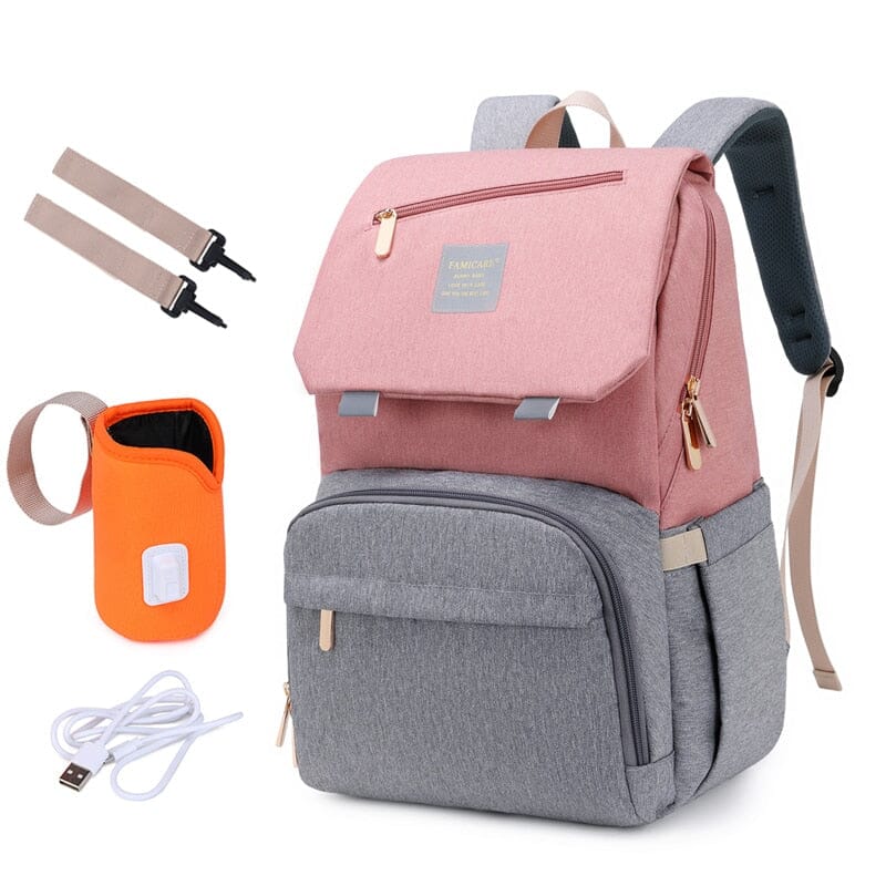 FAMICARE Diaper Bag With USB Port The Store Bags new grey pink 