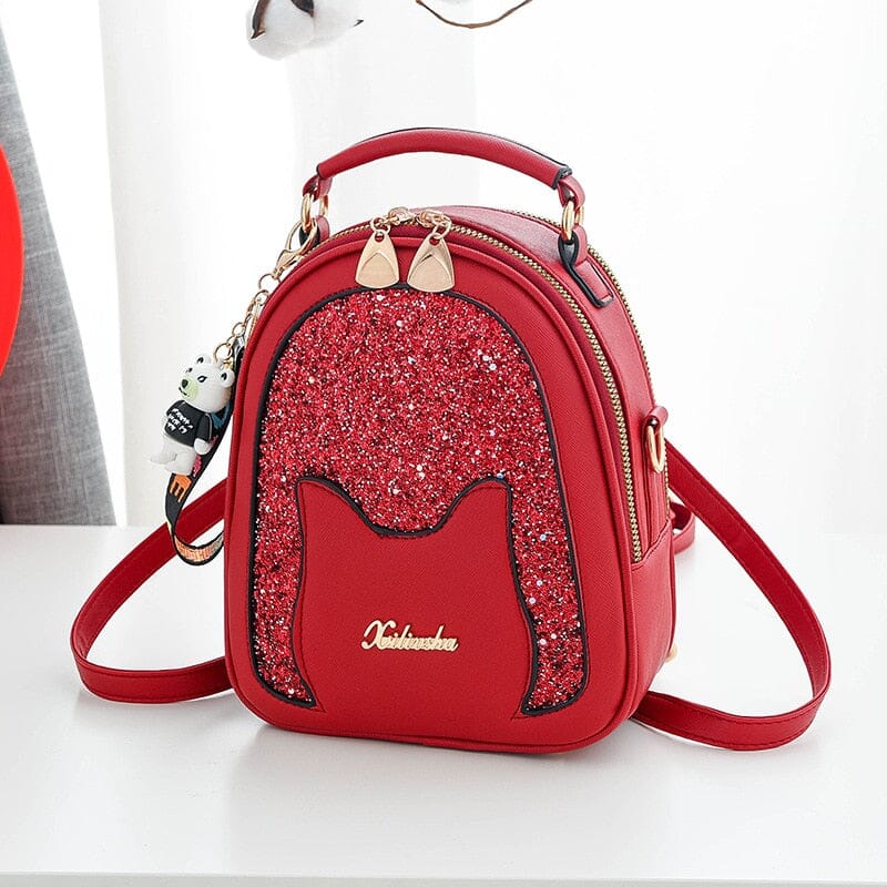 Trendy Cute Cartoon Cat Small Backpack Solid Color Handbag - Temu
