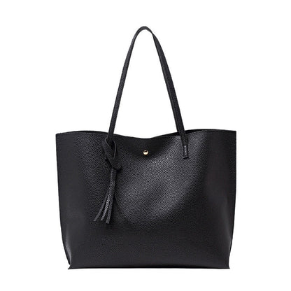 Minimalist Tote Bag Leather The Store Bags Black 
