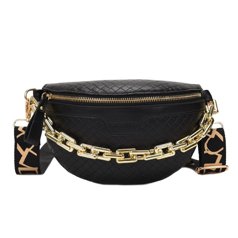 Black Fanny Pack With Gold Chain The Store Bags Black waist bag 