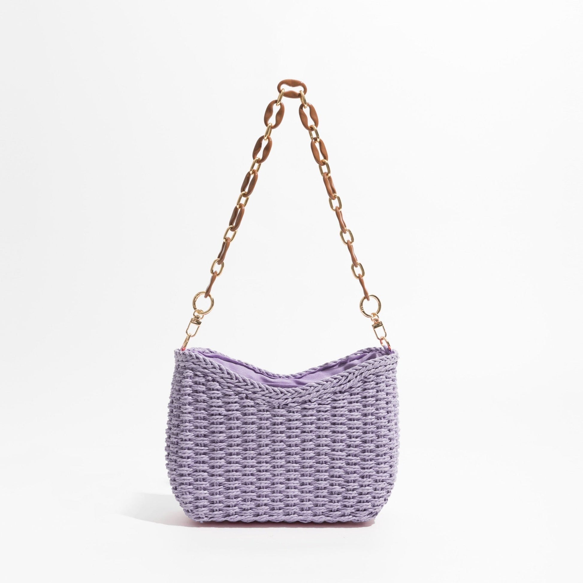 Straw Bag With Chain Strap The Store Bags Purple 