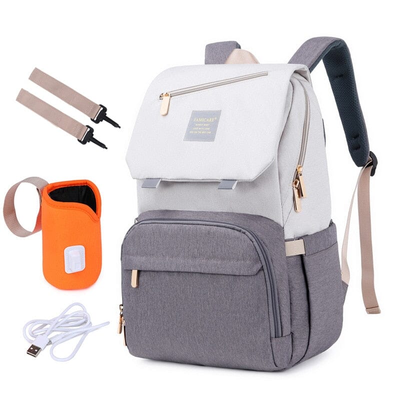 FAMICARE Diaper Bag With USB Port The Store Bags new beige grey 
