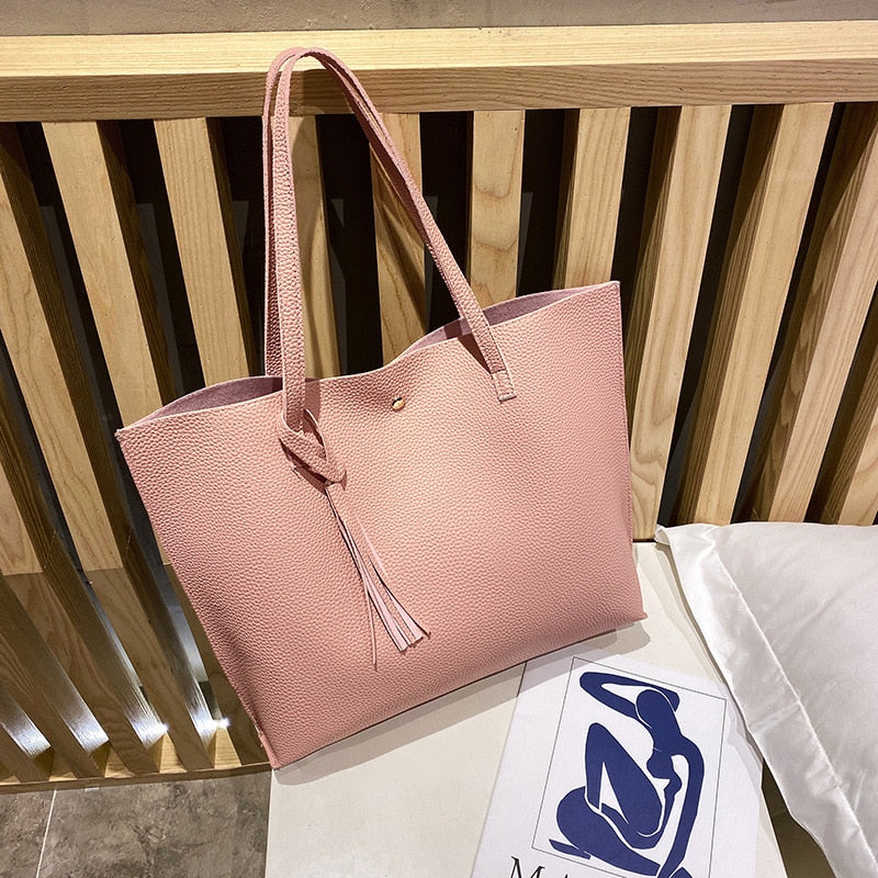 Minimalist Tote Bag Leather The Store Bags Pink 