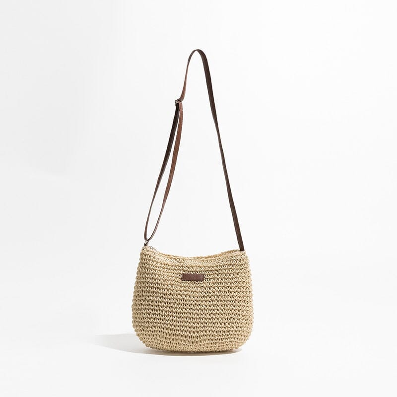 Straw And Leather Crossbody Bag The Store Bags Light Brown 