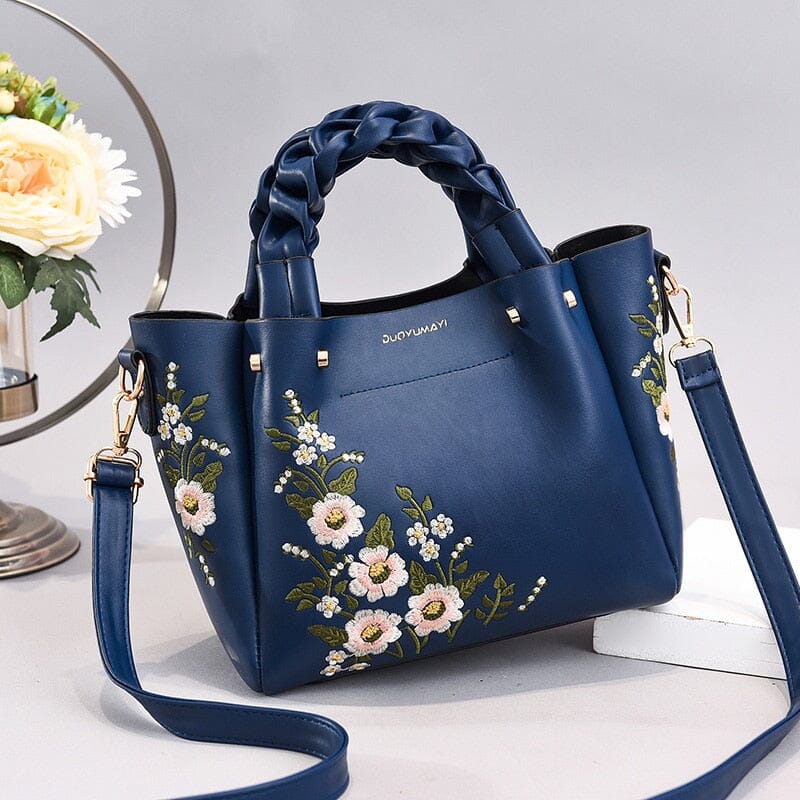 Floral Leather Crossbody Bag The Store Bags Blue 