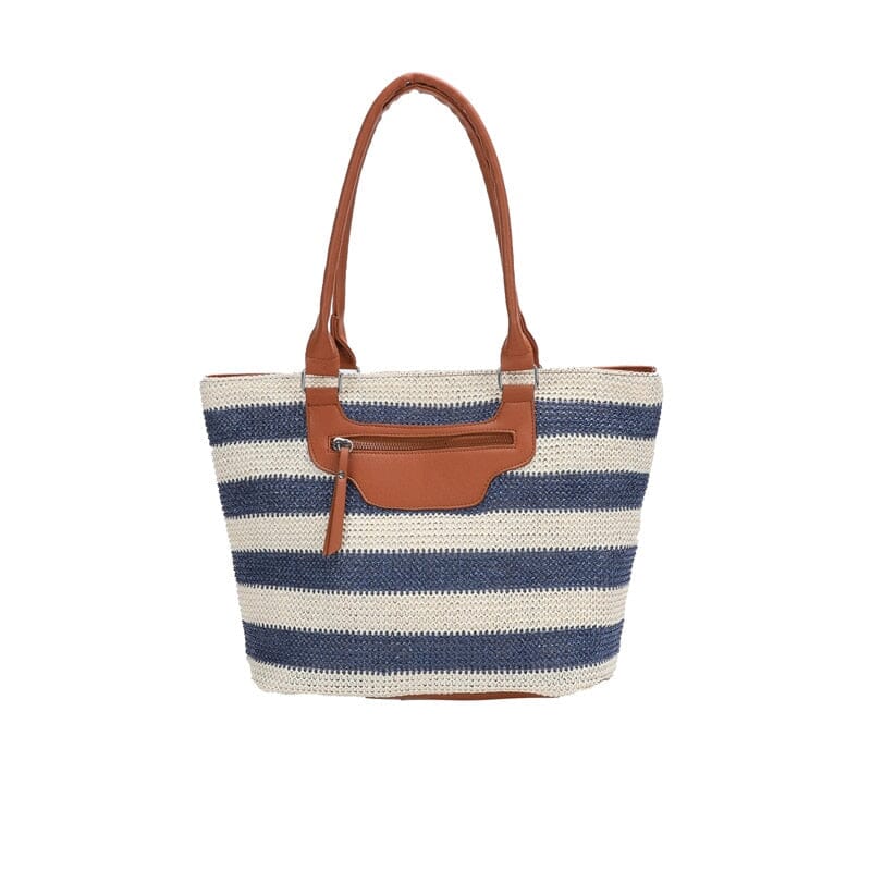 Striped Straw Tote The Store Bags blue 