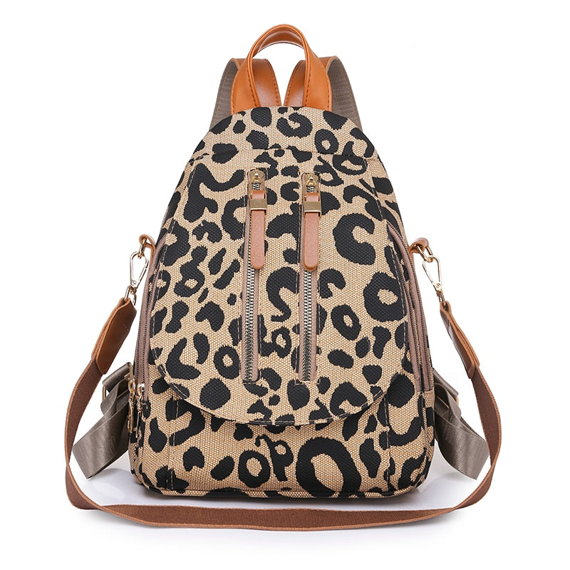 Leopard Print Mini Backpack The Store Bags Type 2 Brown 