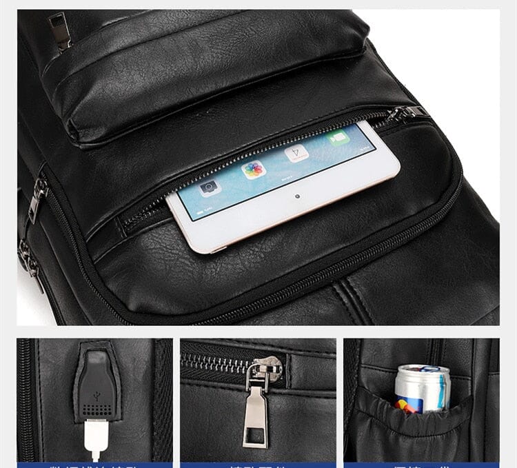 Leather Backpack With USB Charger The Store Bags 
