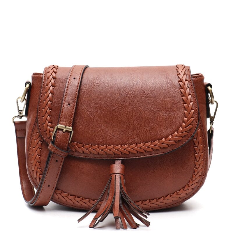 boho leather crossbody purse The Store Bags BROWN 