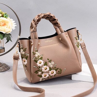 Floral Leather Crossbody Bag The Store Bags Khaki 