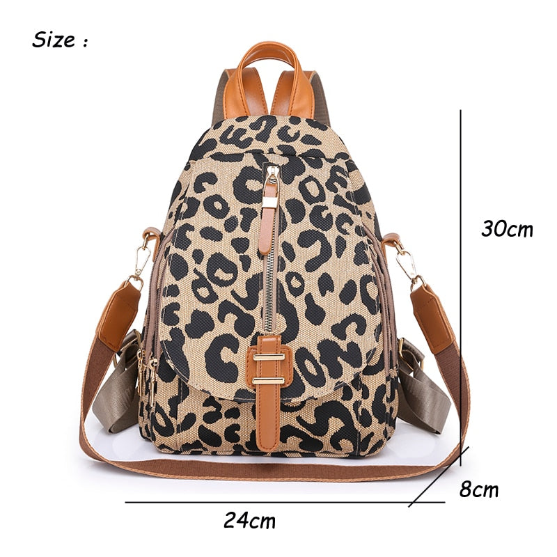 Retro Leopard Print Backpack Purse Casual Anti theft Travel - Temu