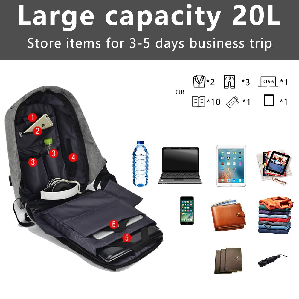 Anti Theft Waterproof Backpack With USB Charging Port The Store Bags 