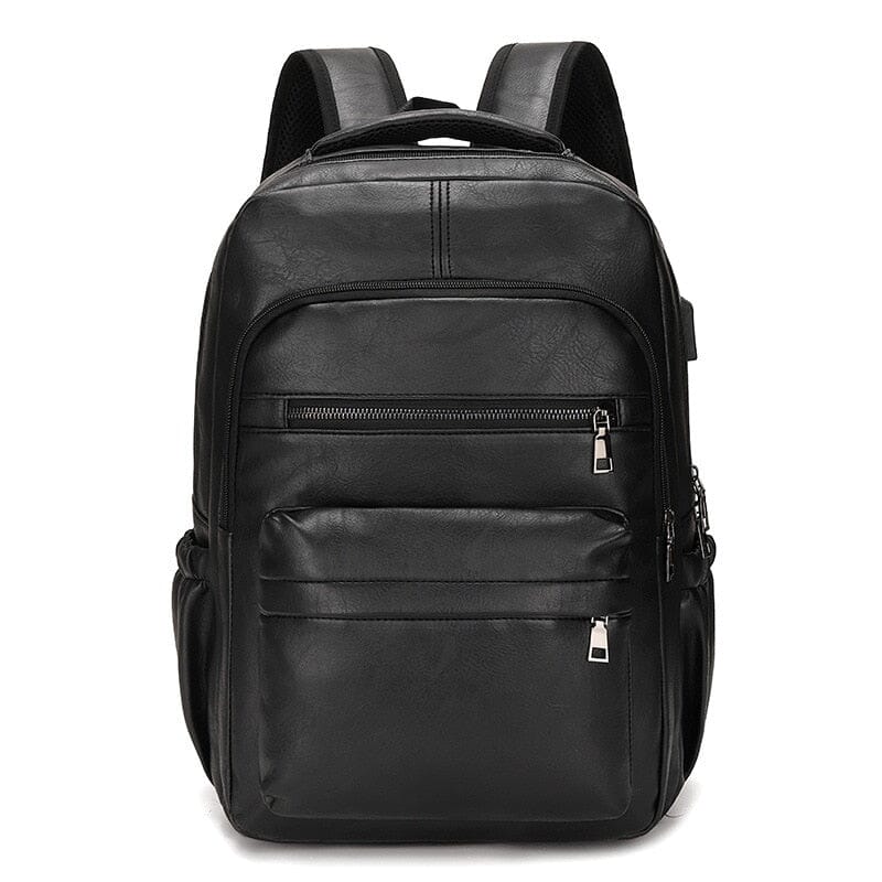 Leather Backpack With USB Charger The Store Bags Black 