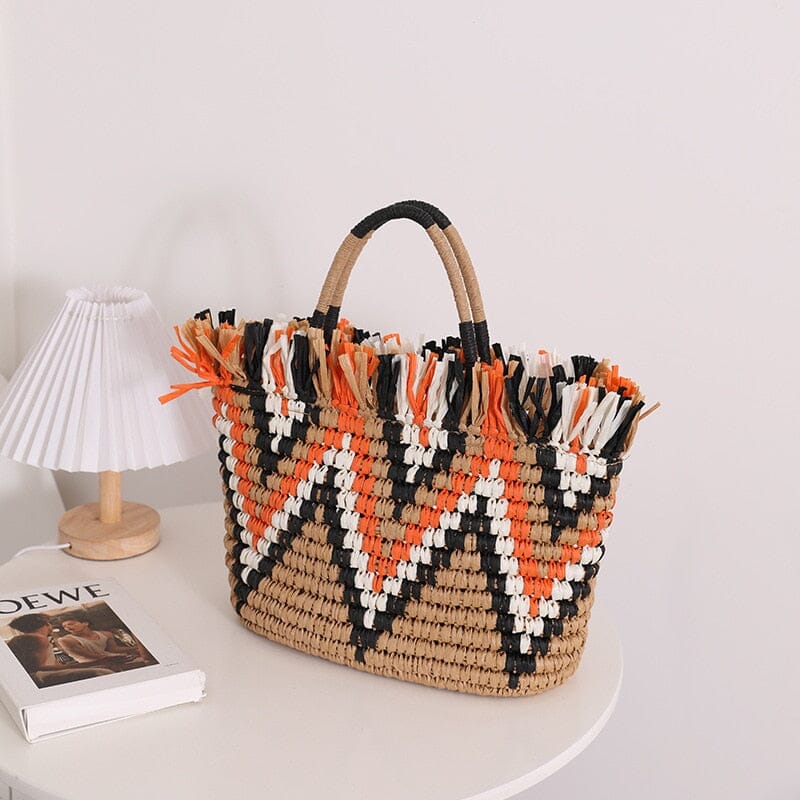 Fringe Straw Bag The Store Bags Orange 