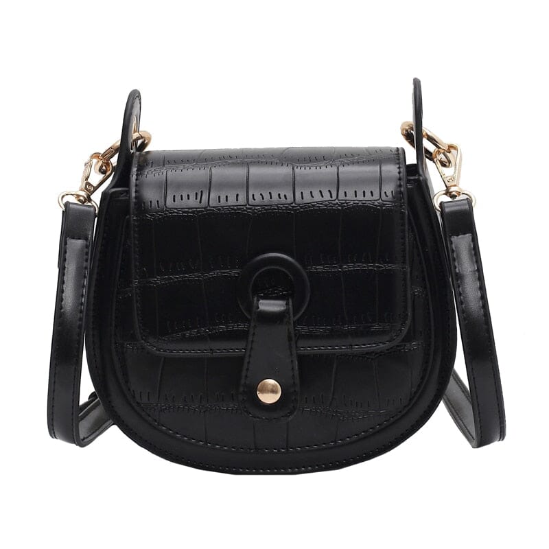 Embossed Leather Circle Crossbody Bag The Store Bags Black 