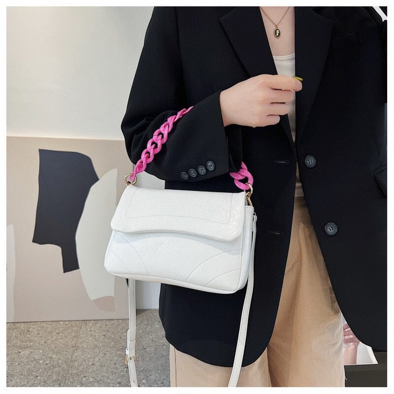 White Shoulder Bag With Chain Strap The Store Bags 