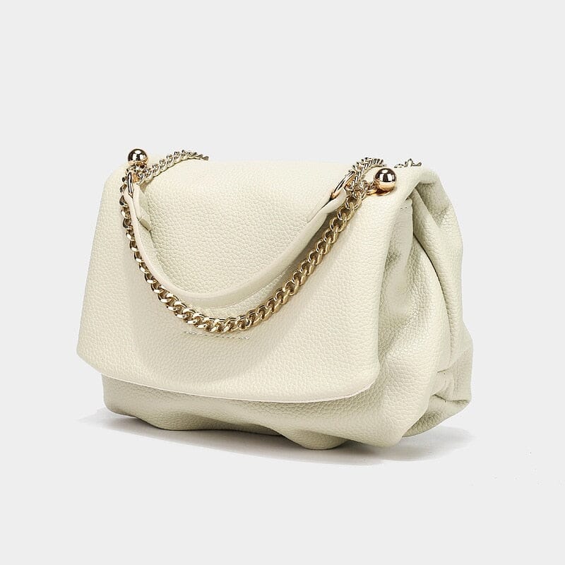White Shoulder Bag With Chain Strap The Store Bags beige 