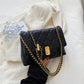 Quilted Leather Shoulder Bag With Chain Strap The Store Bags Black 