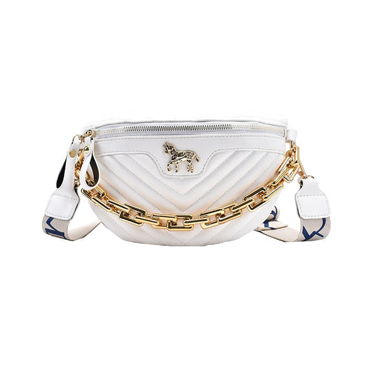 Leather Fanny Pack With Chain The Store Bags White 