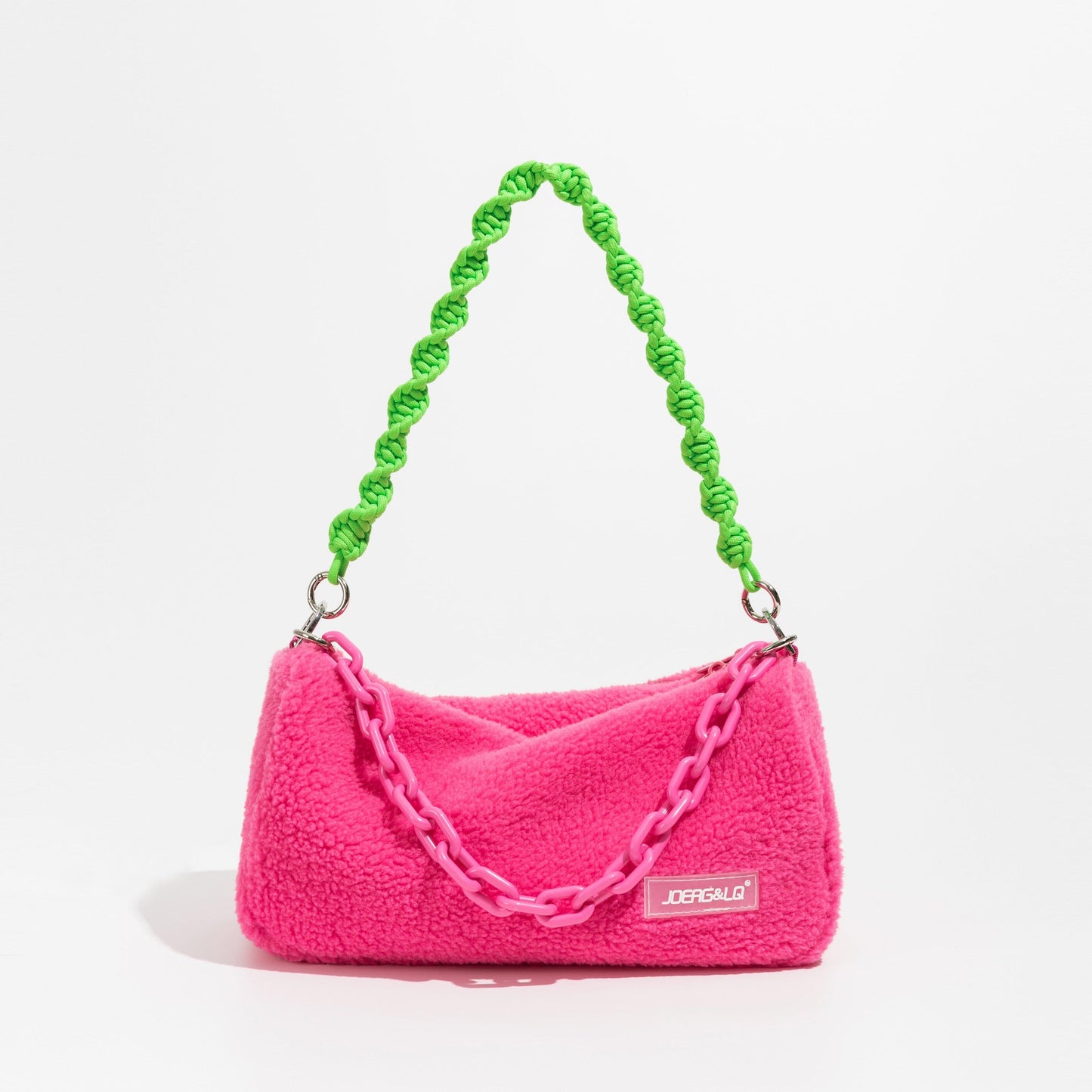 Fluffy Clutch Bag With Chain The Store Bags Pink 