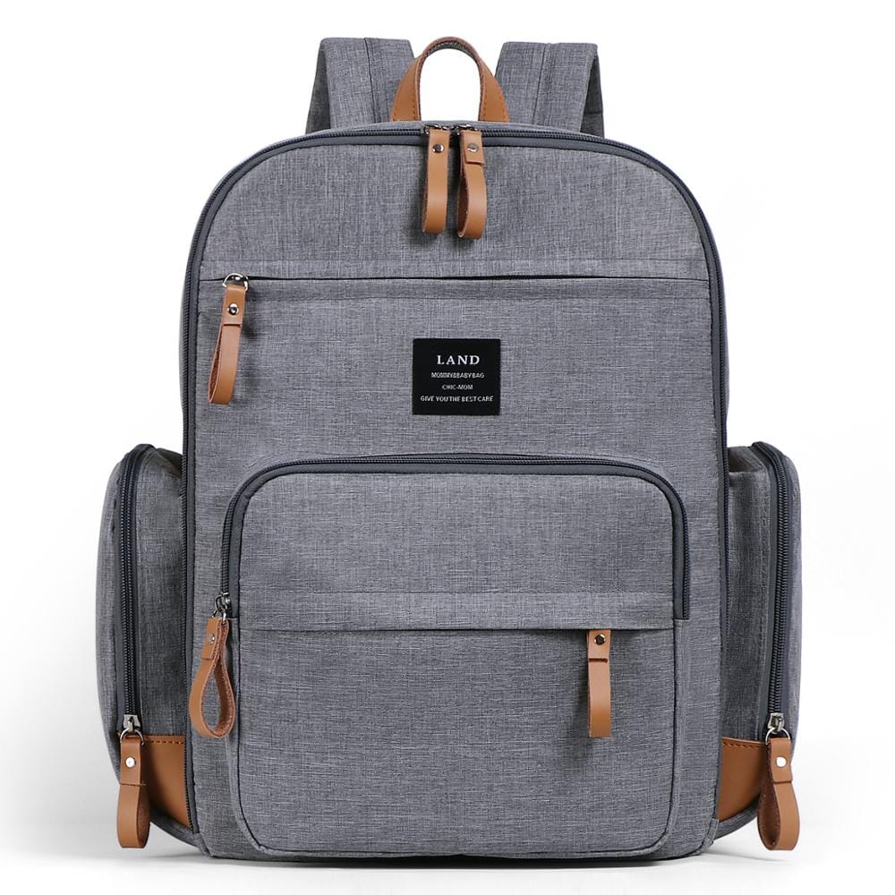 Canvas Leather Diaper Backpack The Store Bags light gray 