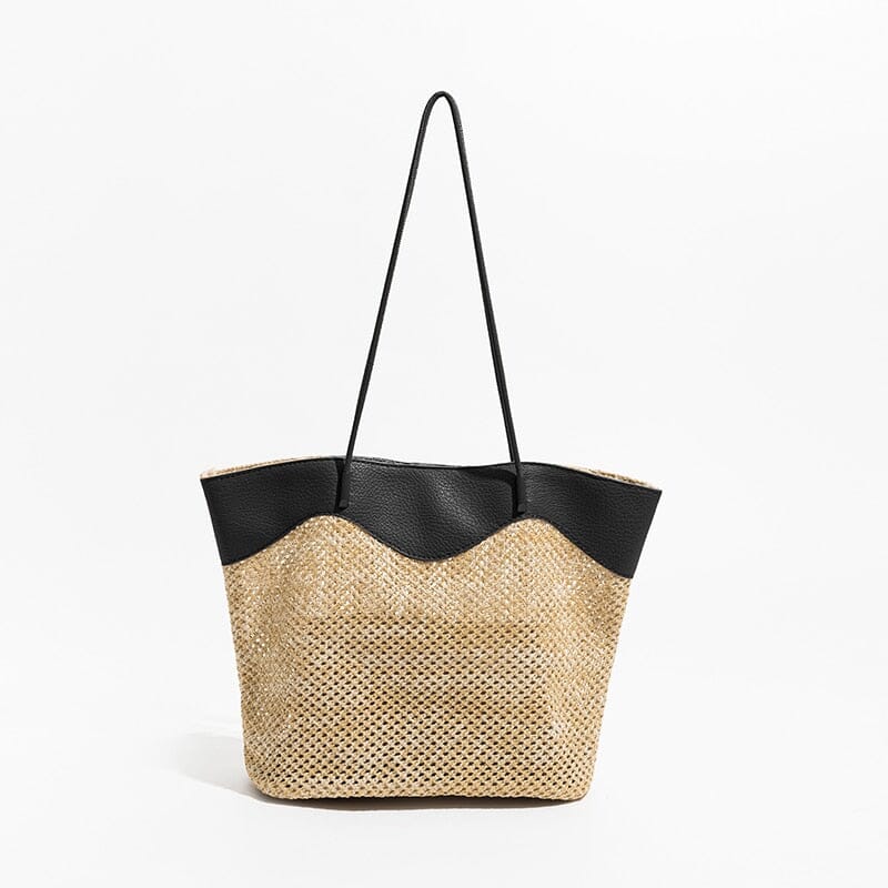 Large Straw Bag With Zipper The Store Bags Black 
