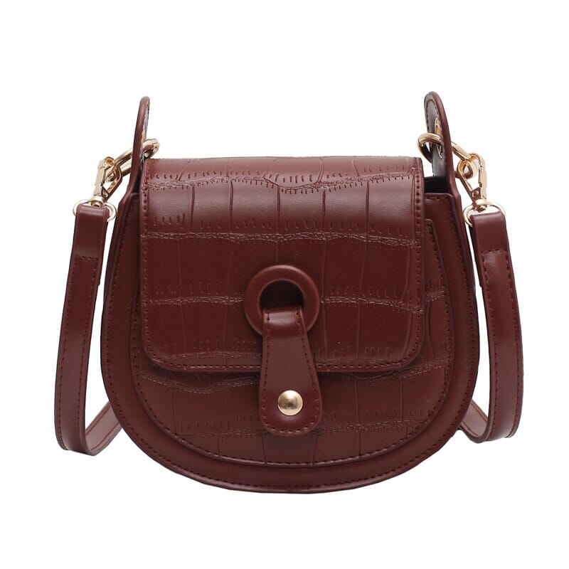 Embossed Leather Circle Crossbody Bag The Store Bags Claret 