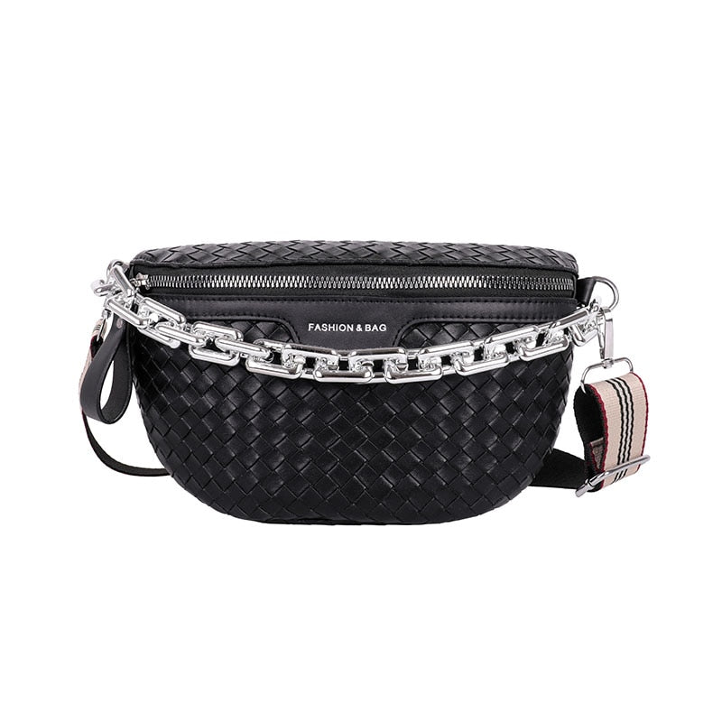 Black Fanny Pack With Gold Chain The Store Bags Black waist bag 1 