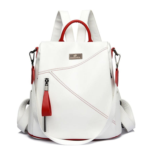 Hidden Zipper Backpack The Store Bags White Red 