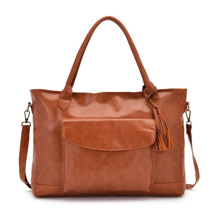 Leather Tote Bag With Outside Pockets TSB The Store Bags Auburn 