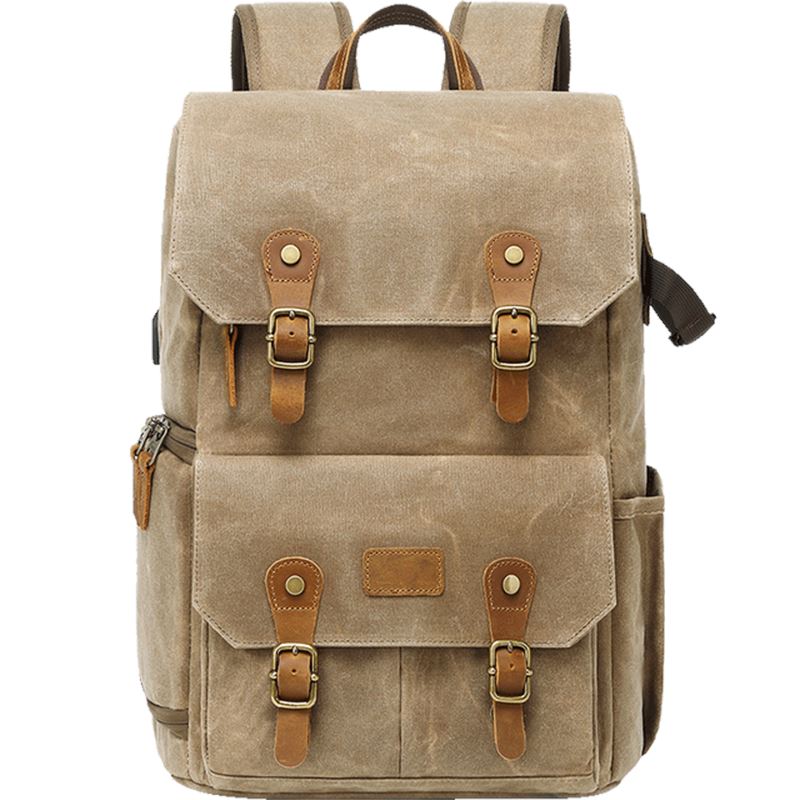 Canvas Camera Backpack With Tripod Holder The Store Bags Khaki 