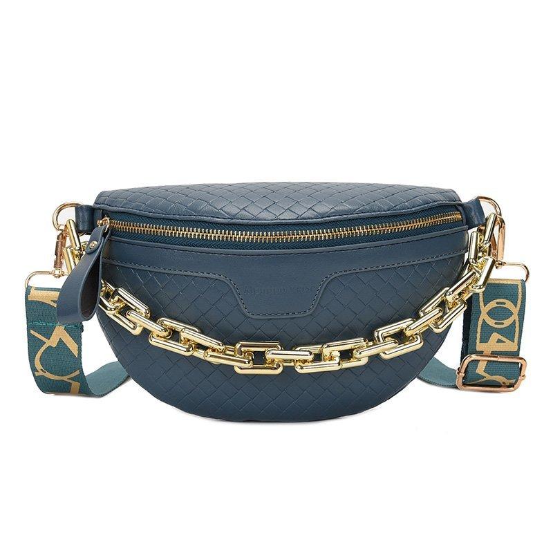 Black Fanny Pack With Gold Chain The Store Bags Blue waist bag 