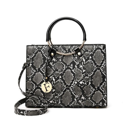 Leather snake print tote bag The Store Bags Gray 