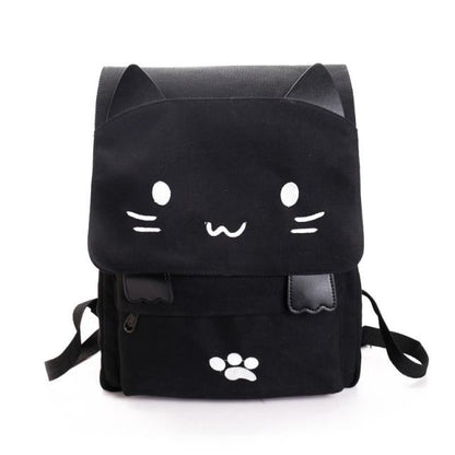 Cat Ear Canvas Backpack The Store Bags Black With White 