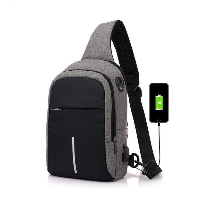Sling Bag With USB Charging Port ROPE The Store Bags Dark Grey 
