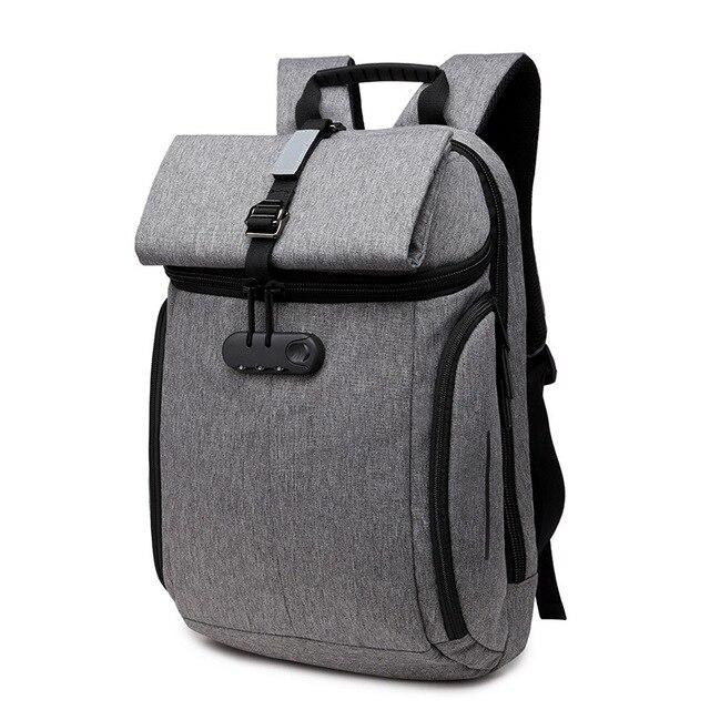 Roll Top Backpack With Lock MEILAN The Store Bags Gray 