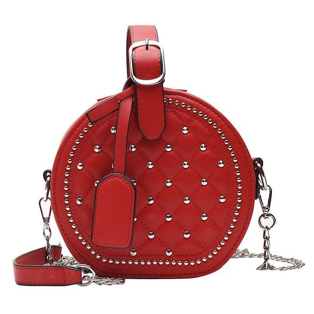 Round Leather Crossbody Purse YANA The Store Bags Red 