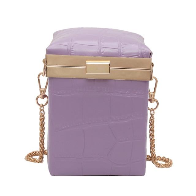 Metal Chain Box Purse The Store Bags Purple 