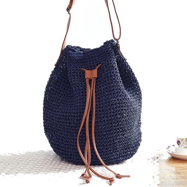 Straw Basket Bag With Tassels The Store Bags Blue 