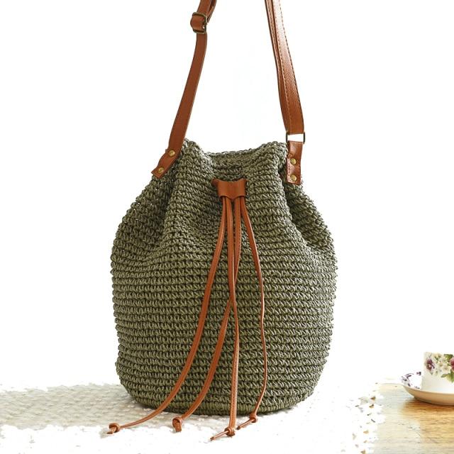 Straw Basket Bag With Tassels The Store Bags Green 